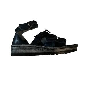 Naot Begonia Women’s strappy low wedge   Platform Sandal in dark blue